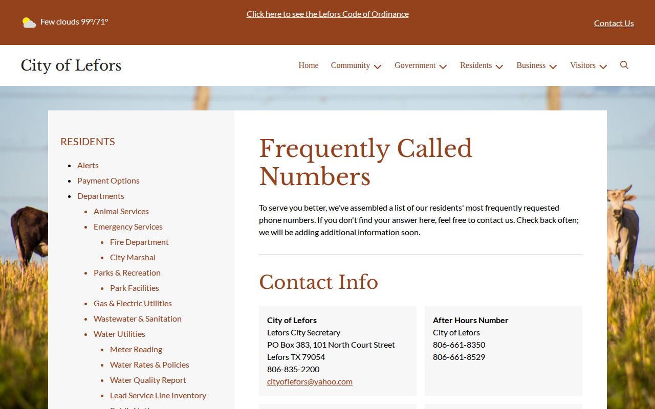 Lefors municipal and Gray County contact numbers for booking-record routing