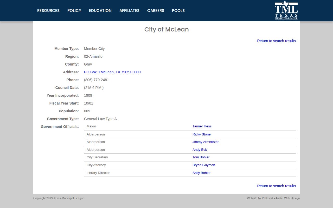 Gray County McLean municipal records contact source